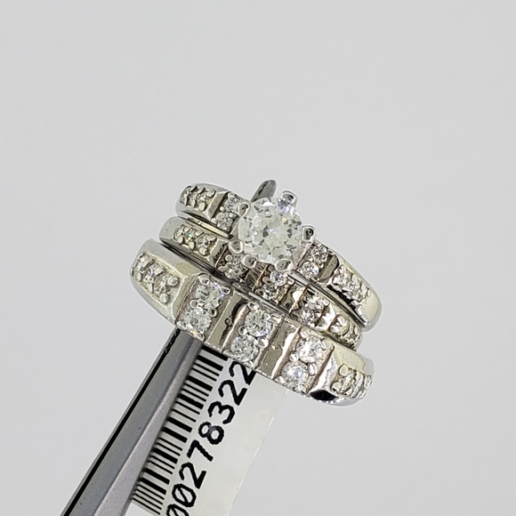 Brand New 3 Pcs 925 Silver His & Hers Wedding Set - Picture 6 of 8